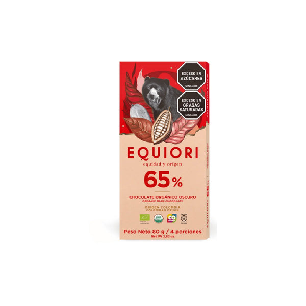 Barra Chocolate Orgánico 65% Cacao 80 Gr Equiori