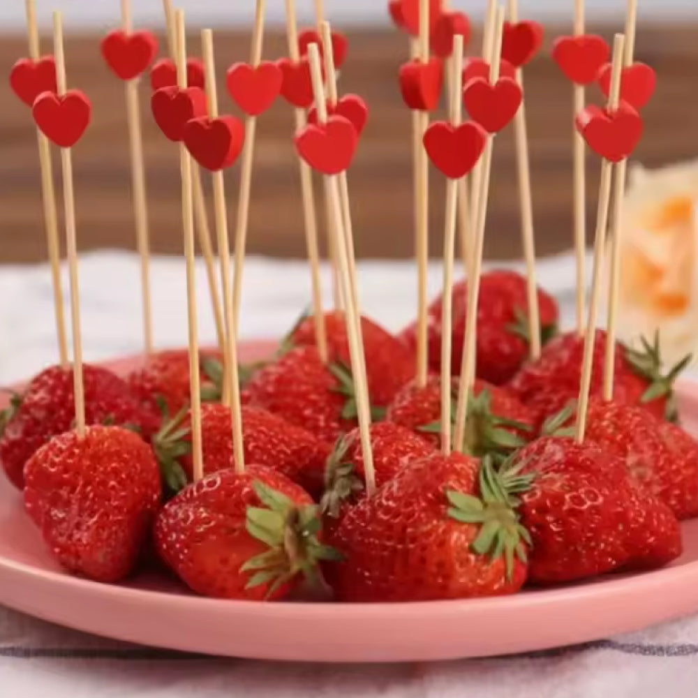 Pincho corazón rojo 12 cm Selva Negra 100 unidades