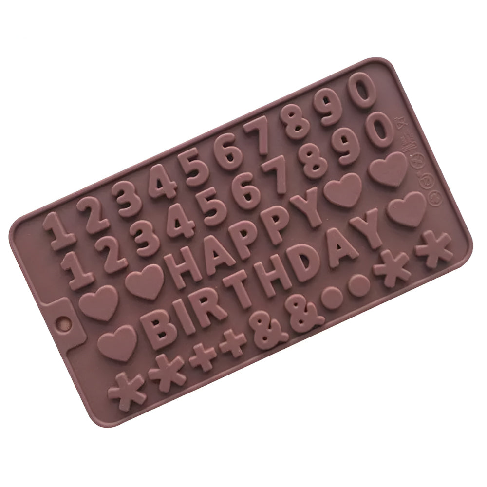 Molde de Silicona Choco Happy Birthday Números y Simbolos