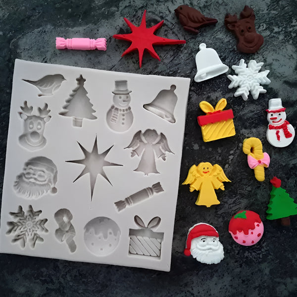 Molde de Silicona Figuras de Navidad Varias X 13 Cavidades