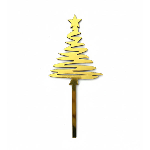 Topper Madera Espejo Dorado Árbol de Navidad