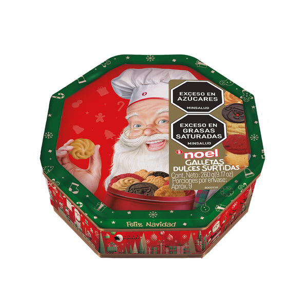 Galleta cofre octagonal Noel por 273 gr.