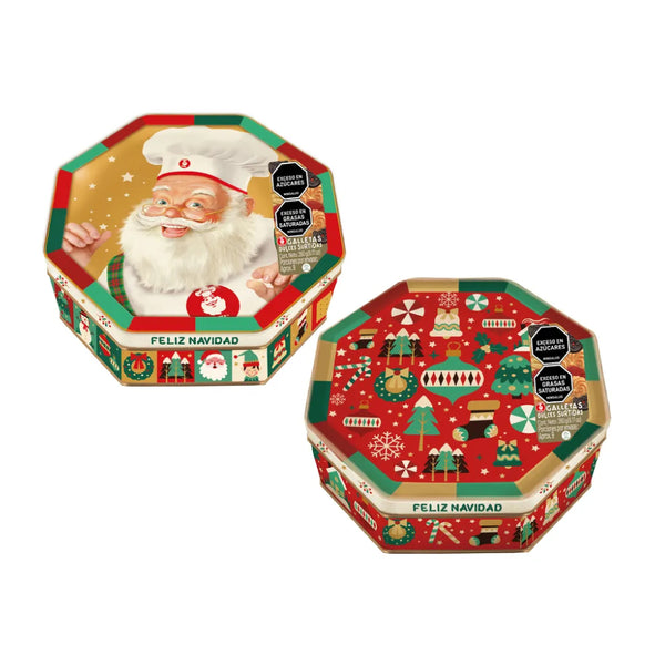 Galleta cofre octagonal Noel por 273 gr.