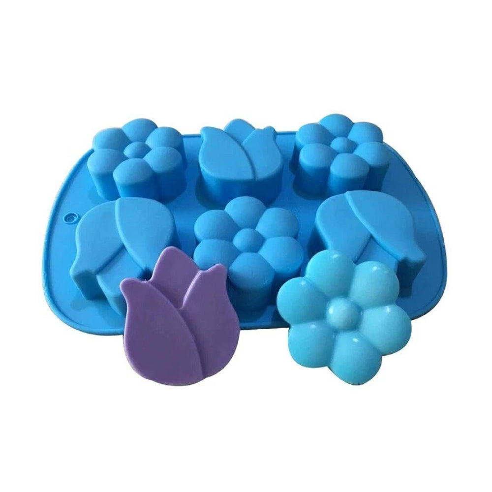 Molde de Silicona Flores X 6 Cavidades