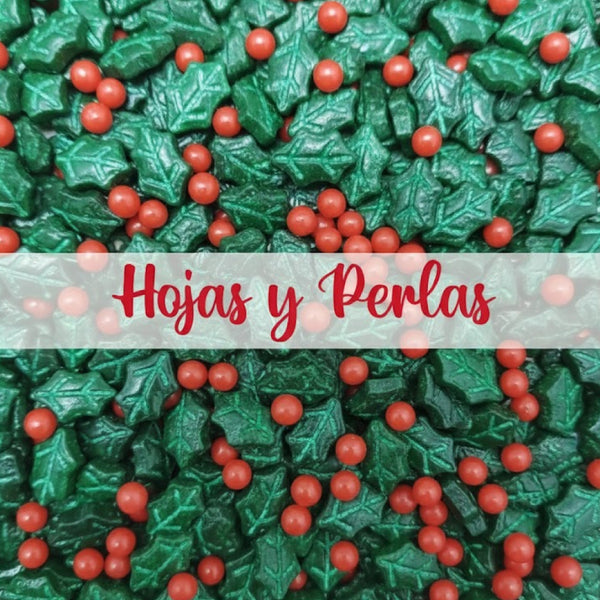 Sprinkles Hojas y Perlas Navidad x 45Gr Selva Negra