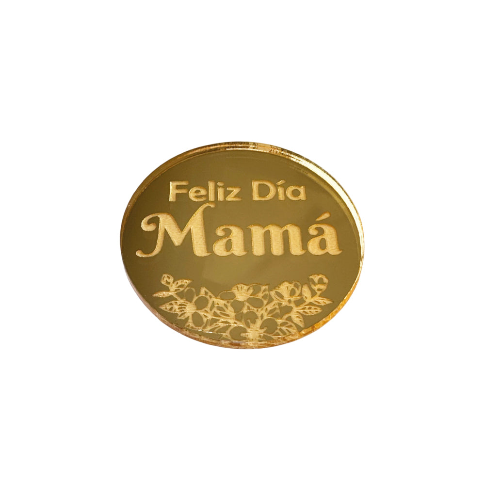 Moneda espejo dorada Feliz Día Mamá 6 unidades