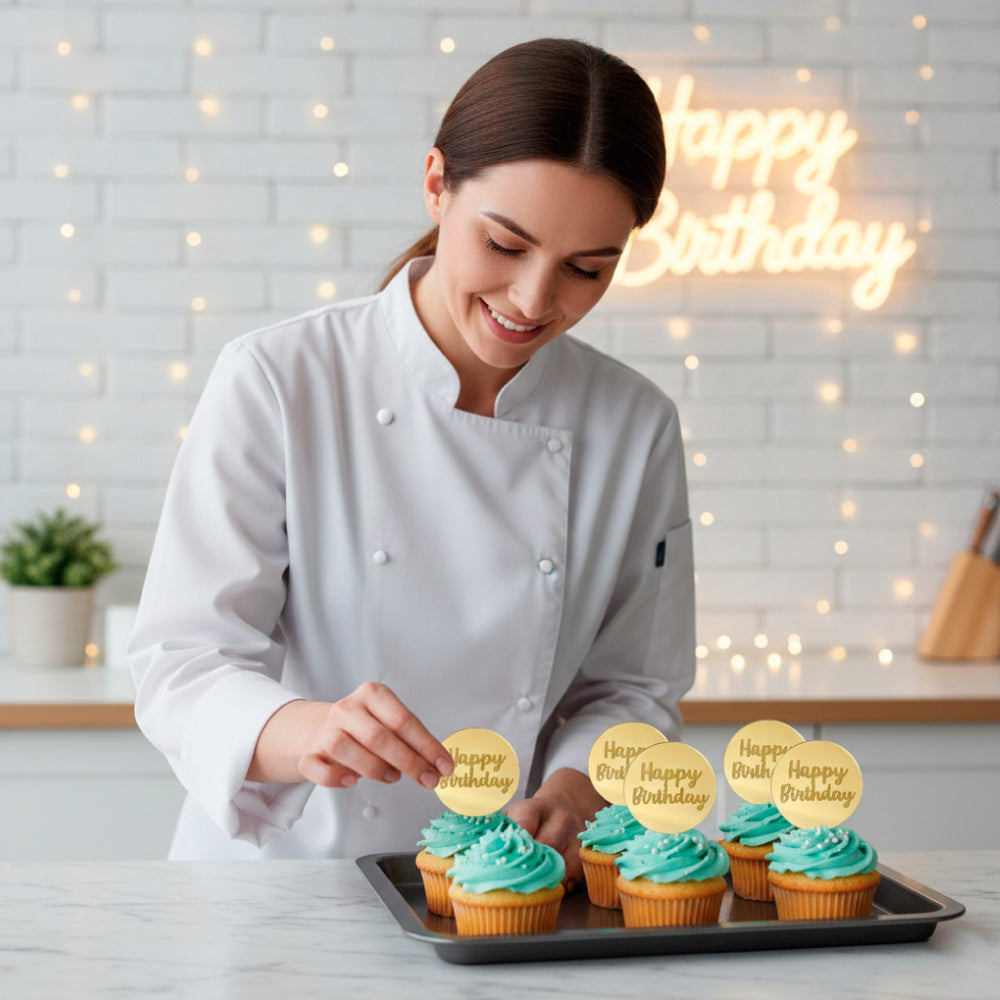 Moneda Espejo Dorada Happy Birthday 6 Unidades