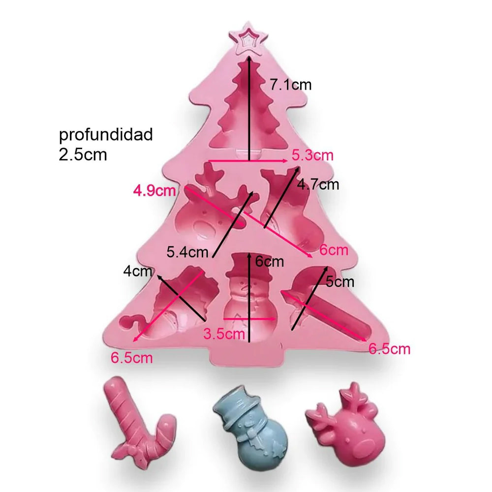 Molde de Silicona Navidad Bastón Arbol Reno