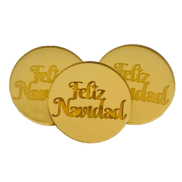 Monedas Doradas Feliz Navidad x 6 unds.