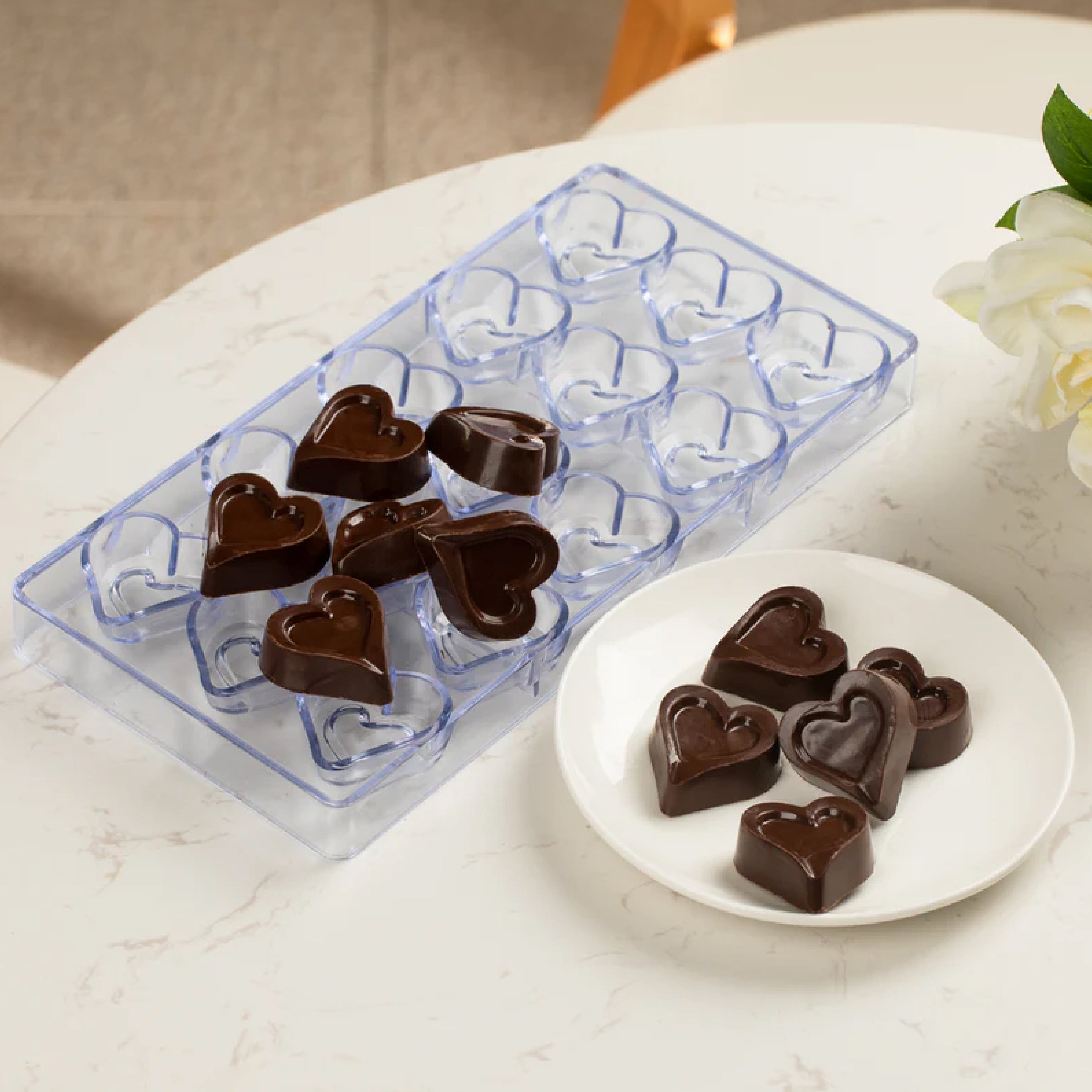 Molde Policarbonato Corazón Detalles x 21 cavidades