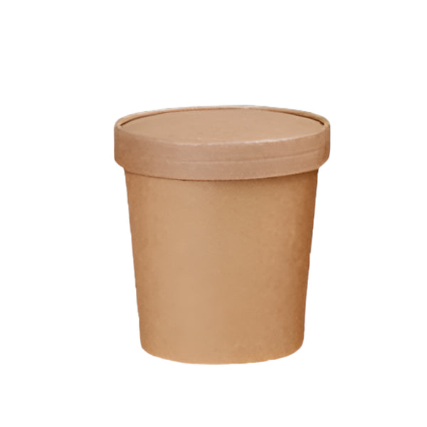 Contenedor Ecológico Kraft 16 Oz con Tapa x 25 Unds.