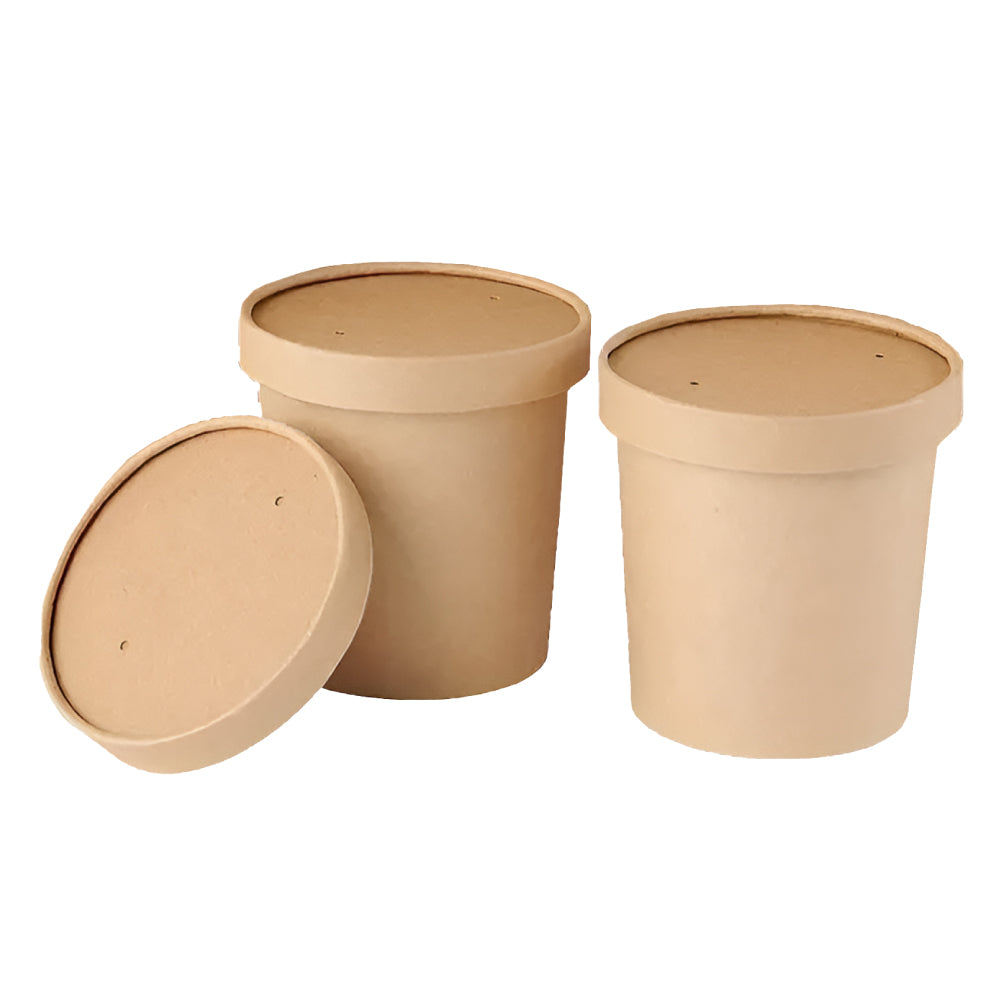 Contenedor Ecológico Kraft 16 Oz con Tapa x 25 Unds.