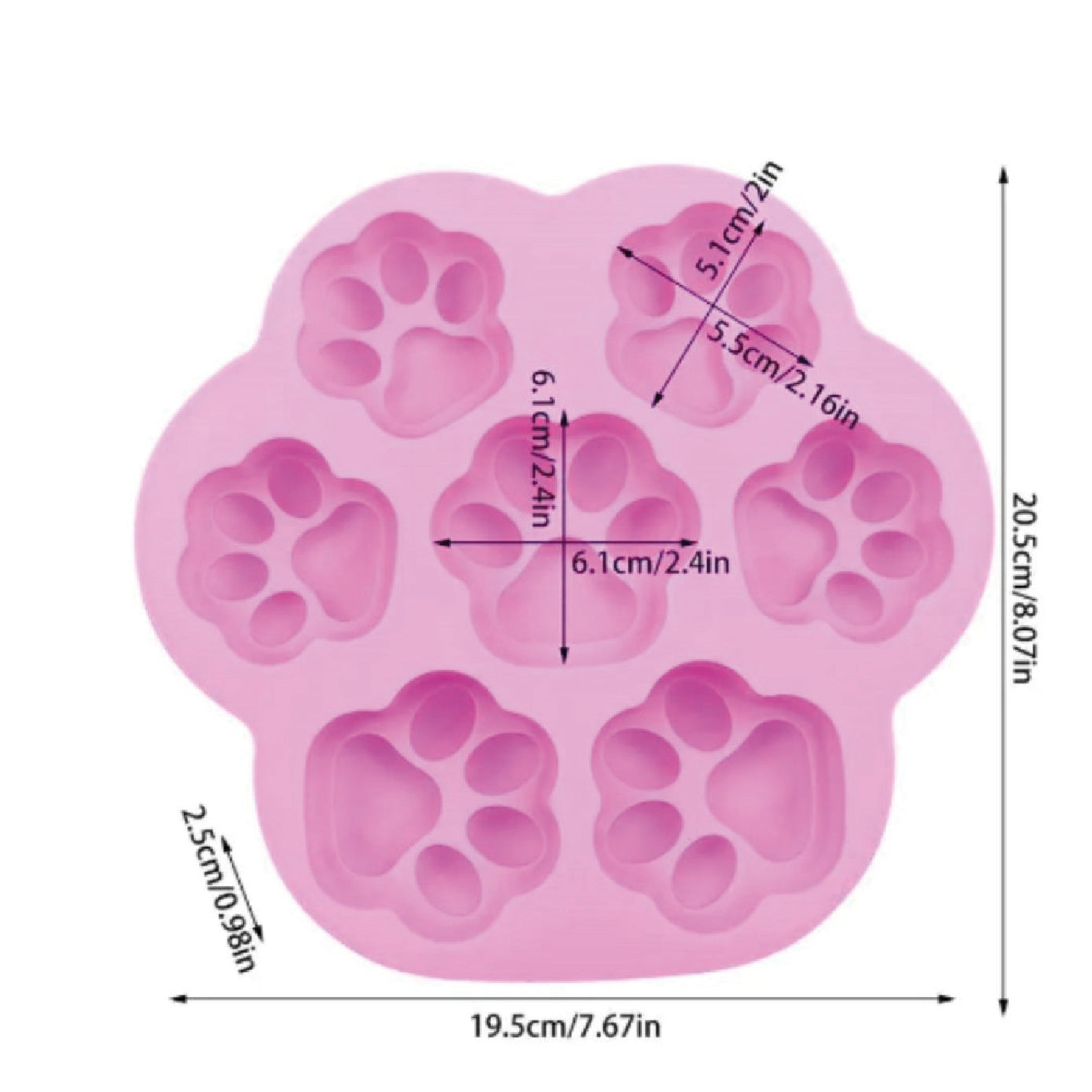 Molde Silicona Postre Huella 7 cavidades Selva Negra