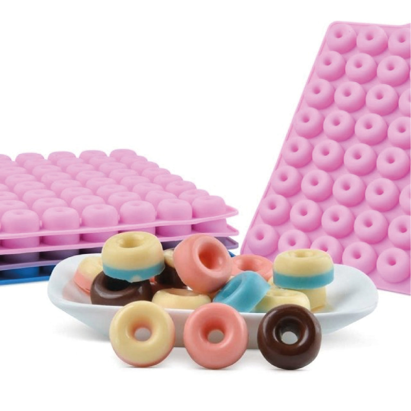 Molde Silicona Goma Mini Donuts 48 Cavidades Selva Negra