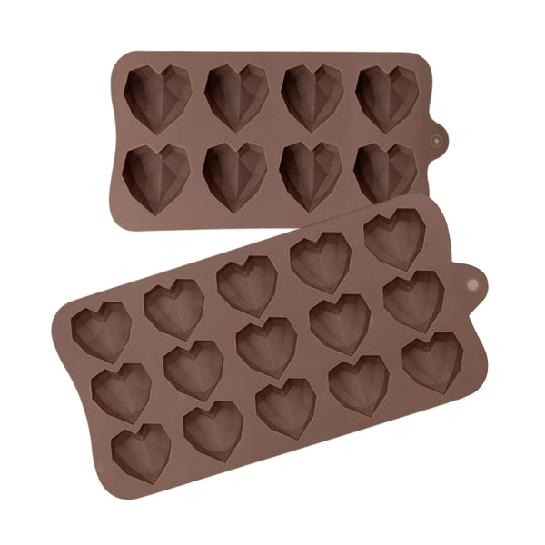 Set de Moldes Silicona Corazón Geométrico Selva Negra 8 Cavidades y 15 Cavidades