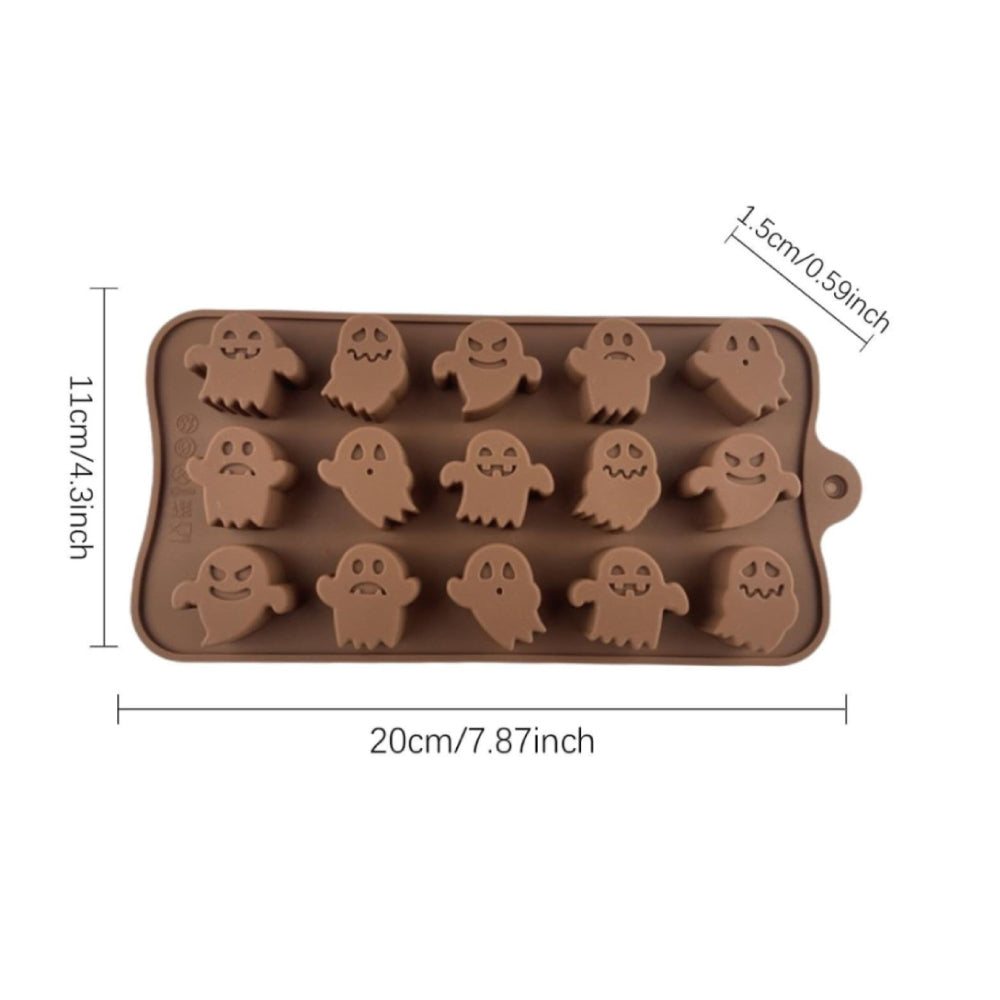 Molde Silicona Choco Fantasmas 15 Cavidades