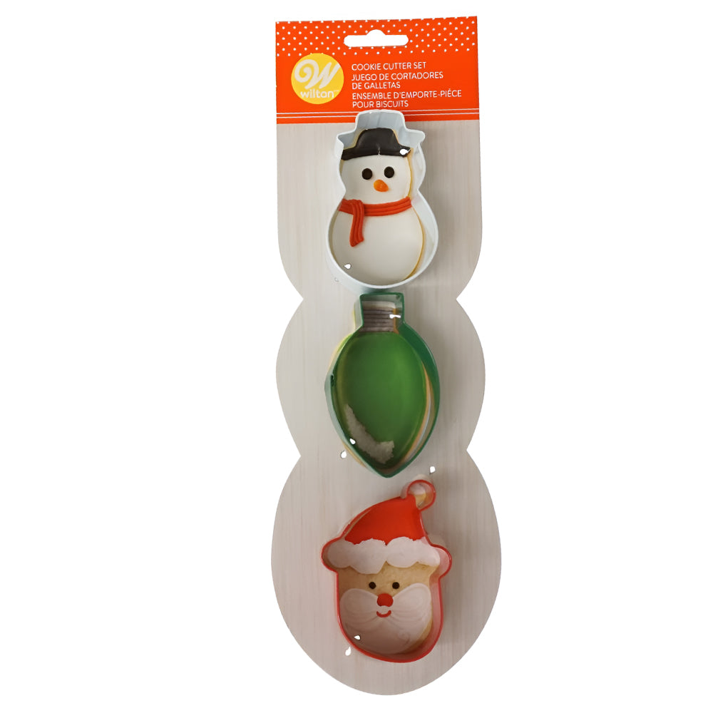 Set Cortadores Navideños Muñeco de Nieve, Foco Navideño, Santa Claus X 3 Unds. Wilton