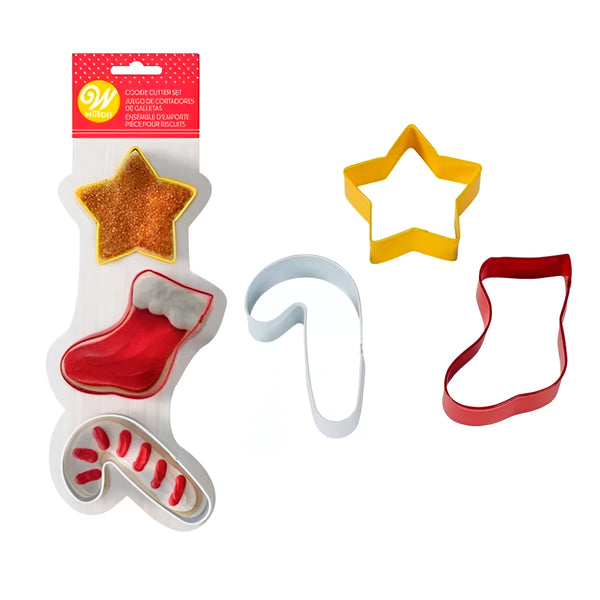 Set Cortadores Navideños Estrella, Bota Navideña, Bastón de Caramelo X 3 Unds. Wilton