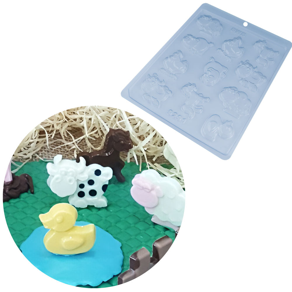 Molde para Chocolate Animales Granja X 11 Cavidades BWB