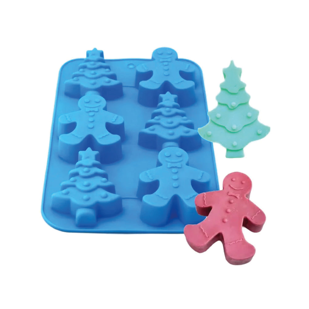 Molde Silicona Árbol Navidad y Jengibre 6 Cavidades