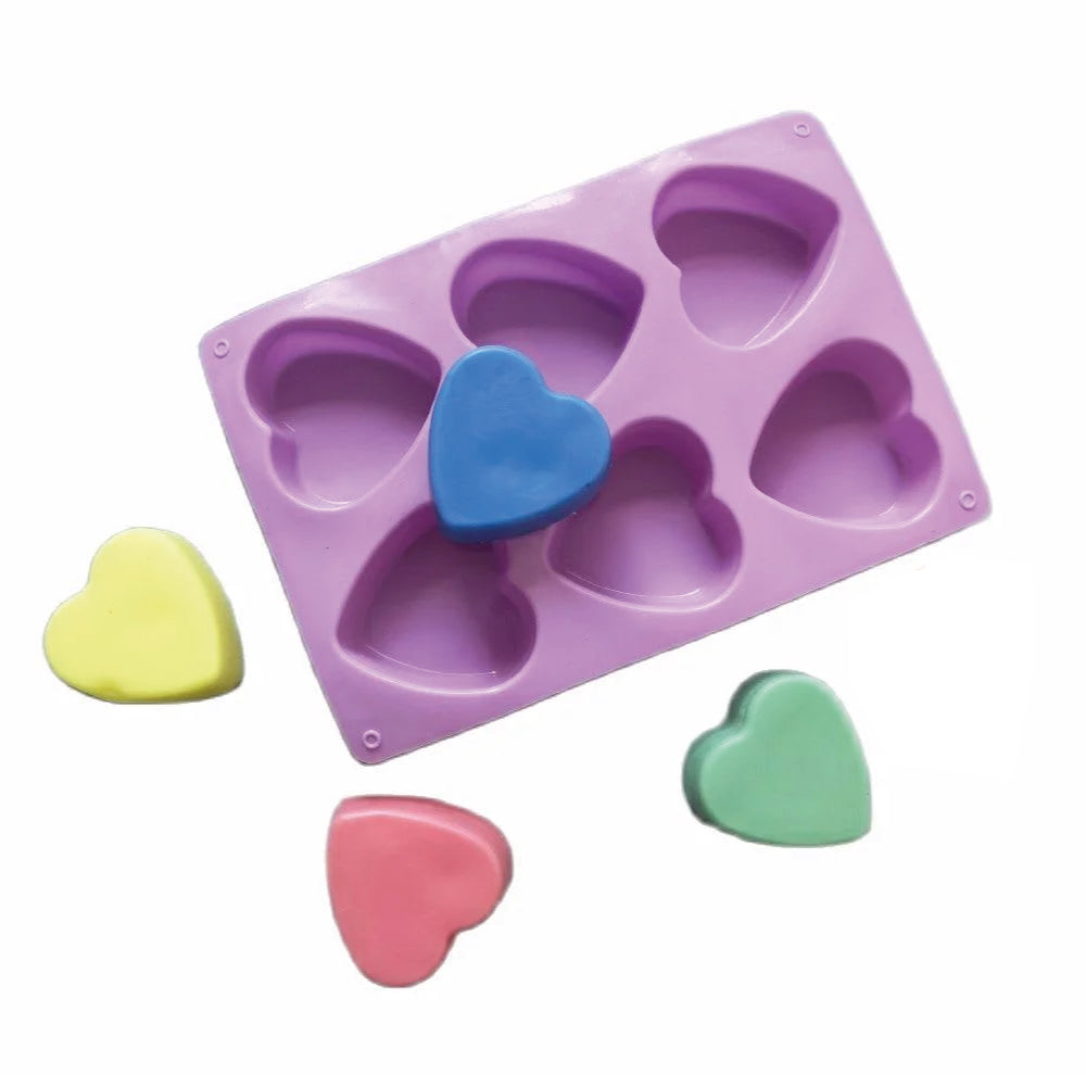 Molde Silicona Corazones Grandes 6 Cavidades