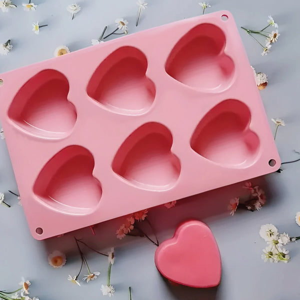 Molde Silicona Corazones Grandes 6 Cavidades