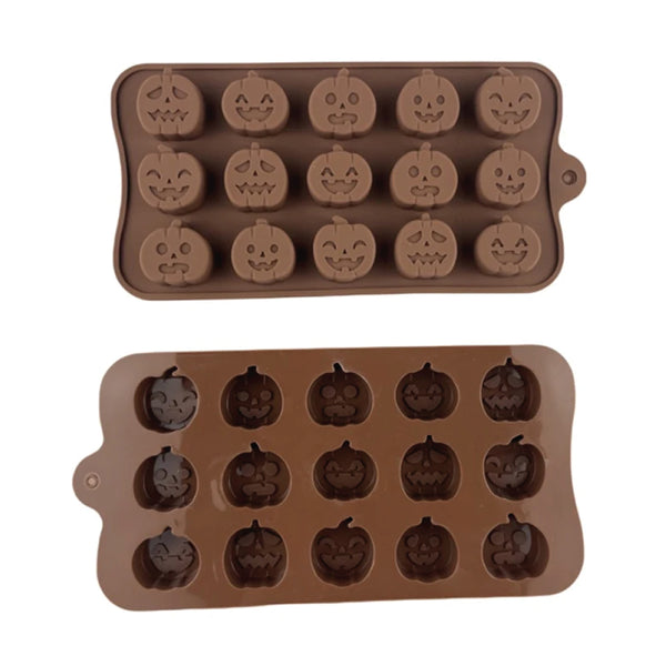 Molde Silicona Halloween Caras / Calabazas Selva Negra 15 Cavidades