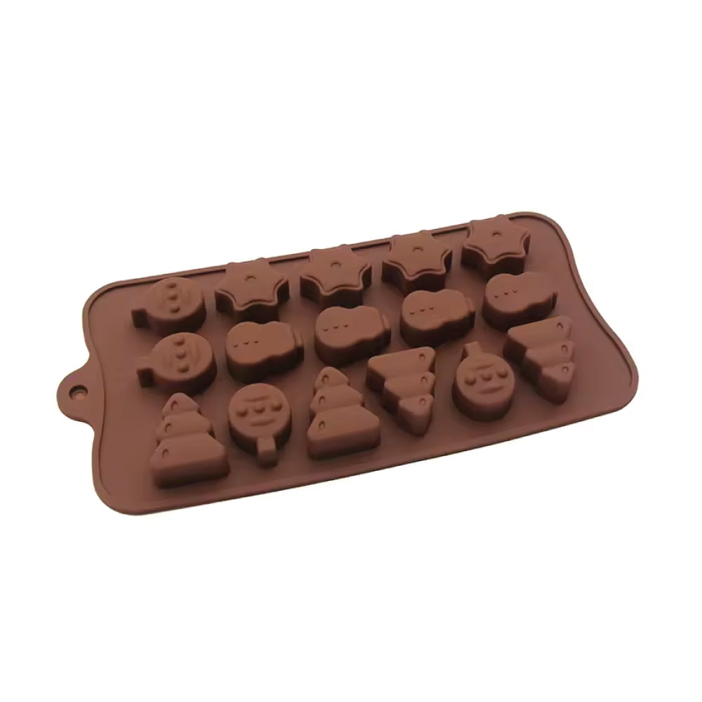 Molde Silicona Árbol / Bola / Estrella / Muñeco Navidad Selva Negra 16 Cavidades