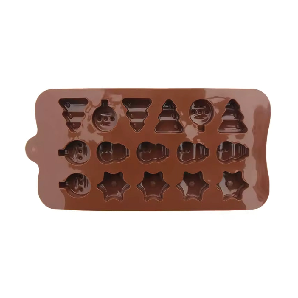 Molde Silicona Árbol / Bola / Estrella / Muñeco Navidad Selva Negra 16 Cavidades