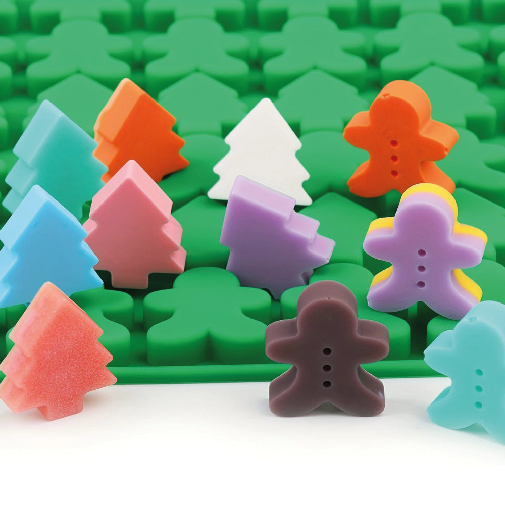 Molde de Silicona Mini Árbol y Muñeco Navidad Selva Negra 76 Cavidades