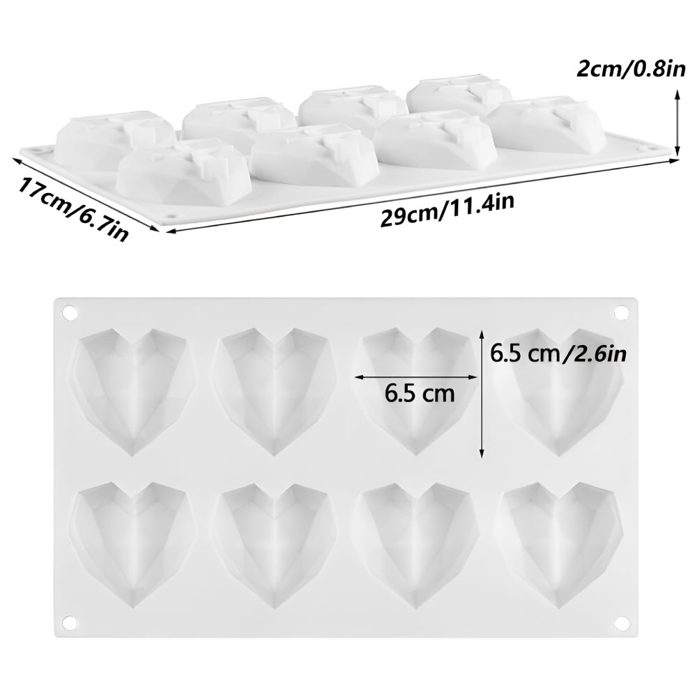 Molde de Silicona Corazon Geométrico X 8 Cavidades