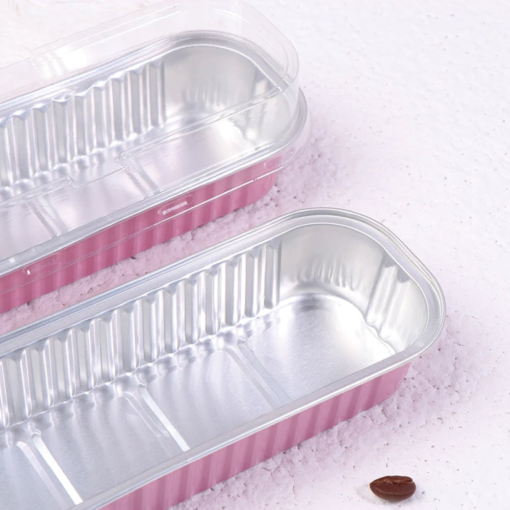 Molde Rosado Rectangular de Aluminio con Tapa 10 Unds.