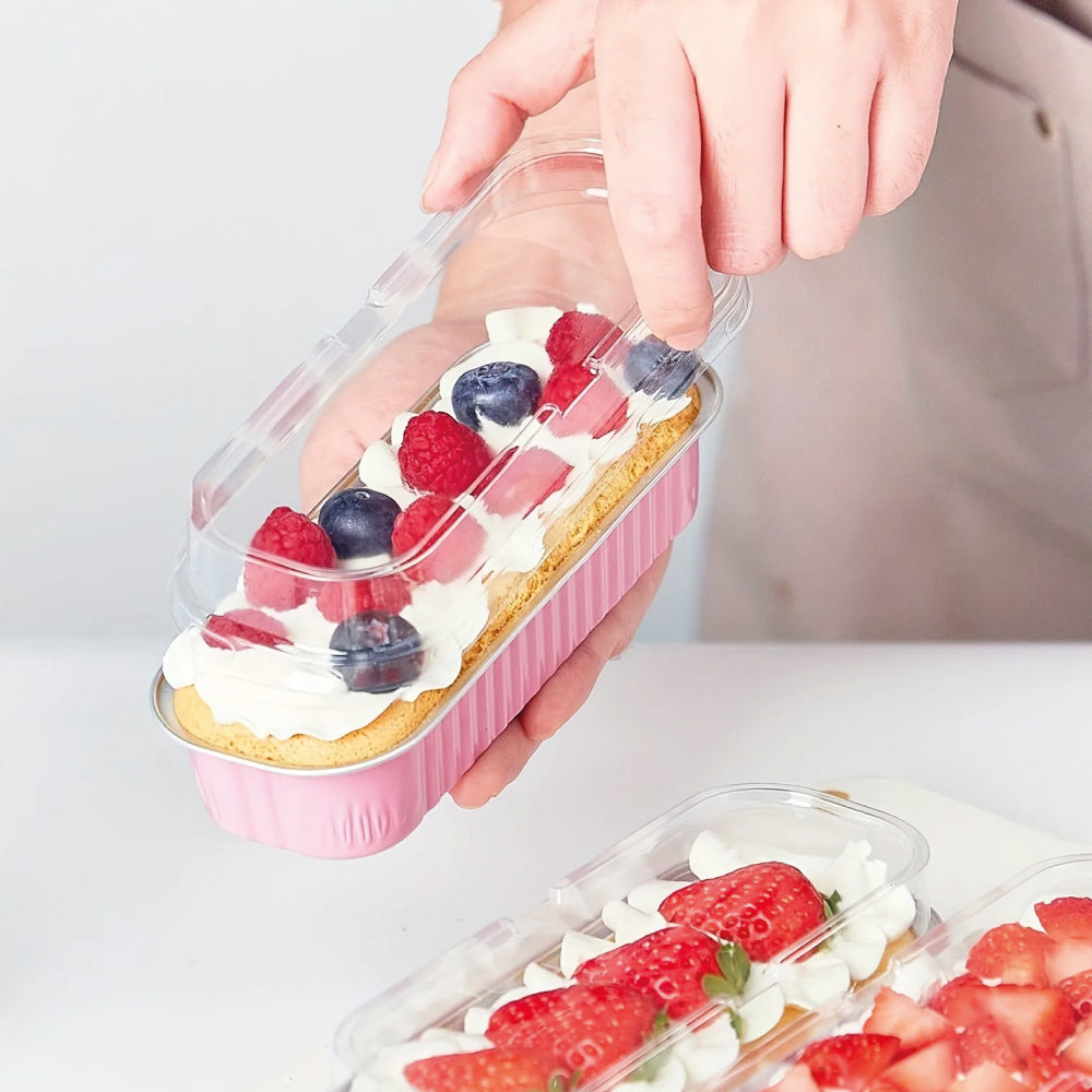 Molde Rosado Rectangular de Aluminio con Tapa 10 Unds.