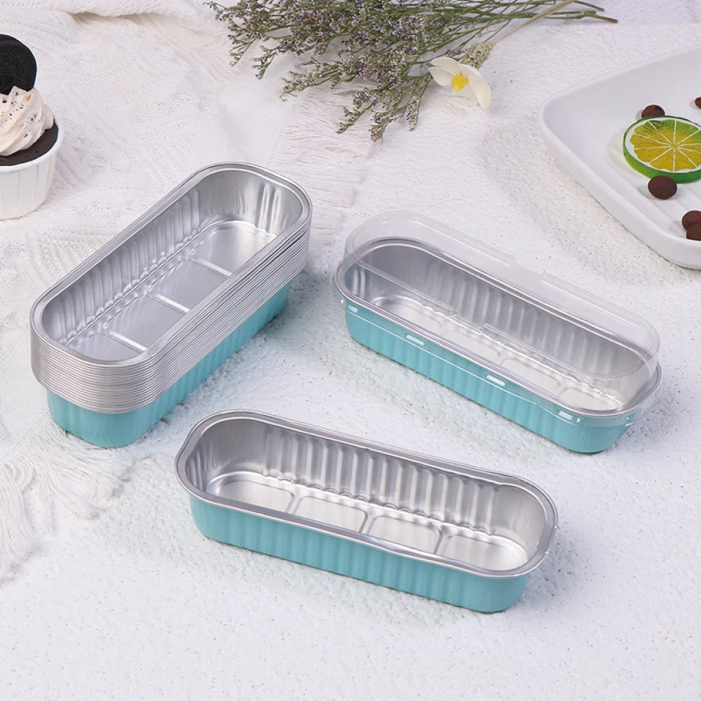 Molde Azul Rectangular de Aluminio con Tapa 10 Unds.