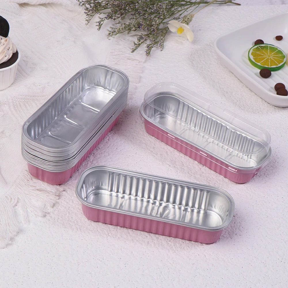 Molde Rosado Rectangular de Aluminio con Tapa 10 Unds.