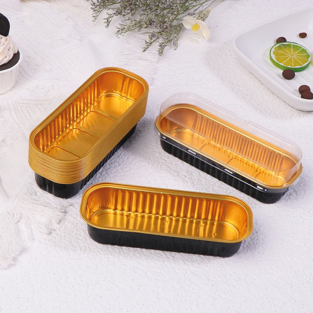 Molde Negro Rectangular de Aluminio con Tapa 10 Unds.