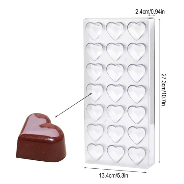 Molde Policarbonato Corazón Liso 21 Cavidades