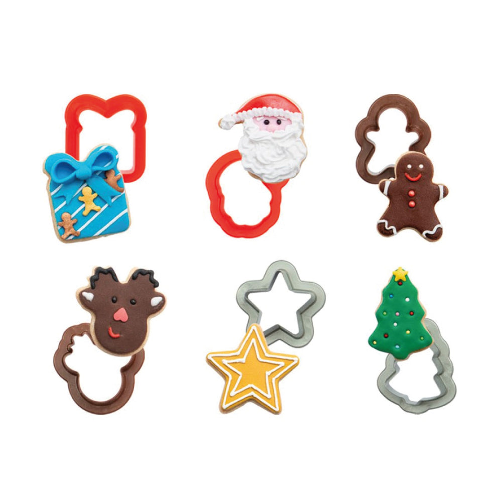 Cortador Plástico Navidad Reno Estrella Árbol Regalo Papá Noel Jengibre X 6 Unds.