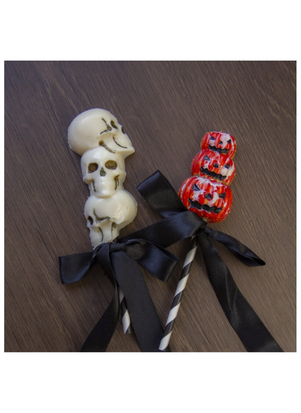 Molde Acetato Pirulito Calavera Calabaza Dedo 3 Partes X 3 Cavidades BWB