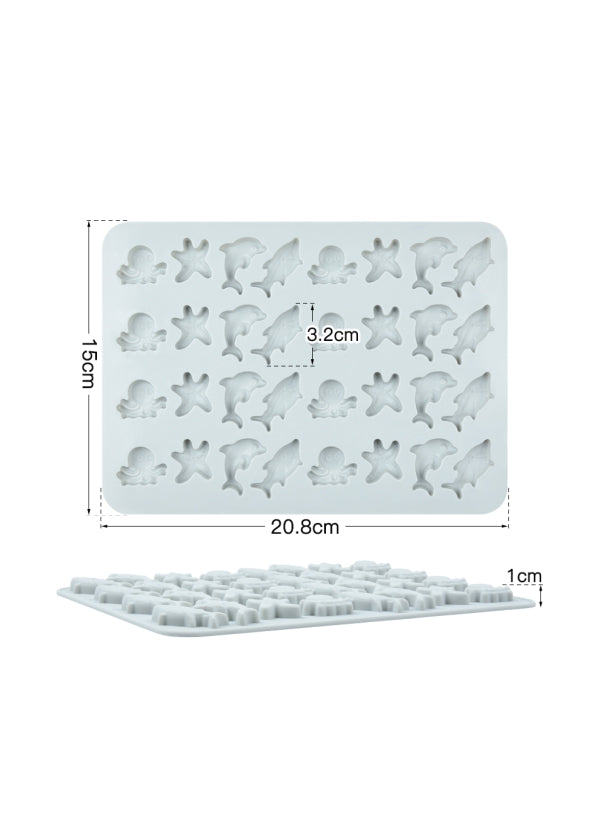 Molde de Silicona Mini Animales Mar X 32 Cavidades