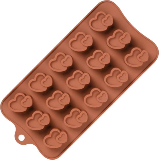 Molde Silicona Choco Corazón Doble X 15 Cavidades