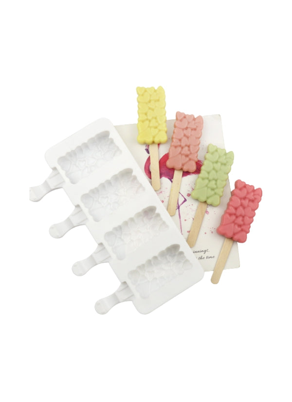 Molde de Silicona Mini Paleta Mini Corazones X 4 Cavidades