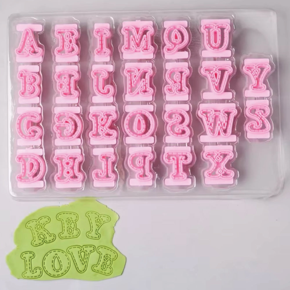 Set Sellos Abecedario Textura Mayúsculas 26 Unidades