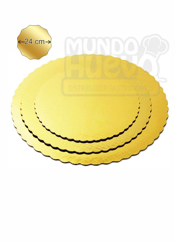 Base Redonda Ondulada Dorada 24 cm / Und