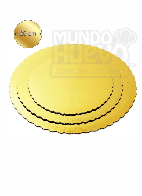 Base Redonda Ondulada Dorada 26 cm / Und