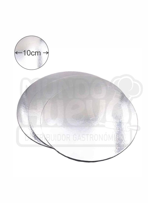 Base Circular Plateada 10 cm (Paquete x 10)