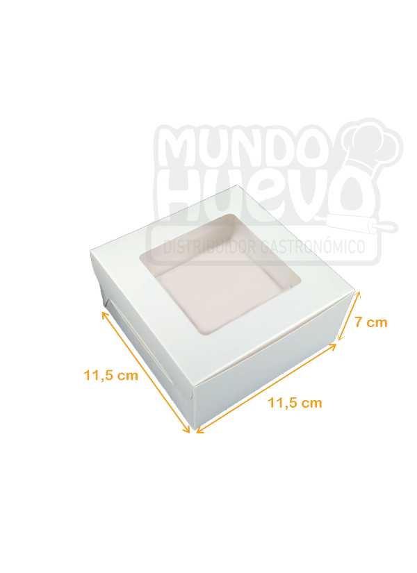 Caja de Cartón Mini Torta Ventana 11.5 x 11.5 X 7 cm Blanca