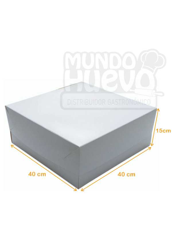 Caja de Cartón para Torta Base y Tapa 40 x 40 x 15 cm Blanca/Kraft