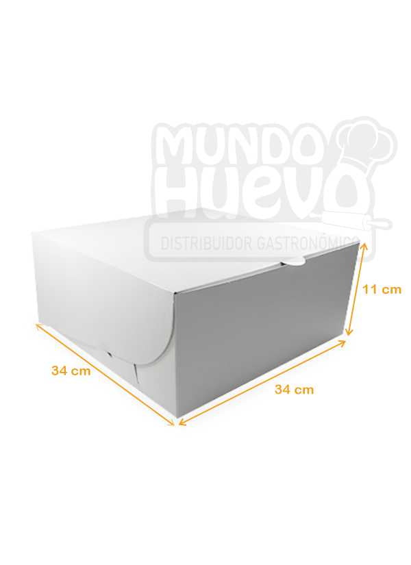 Caja de Cartón para Torta 34 x 34 x 11 cm Blanca/Kraft