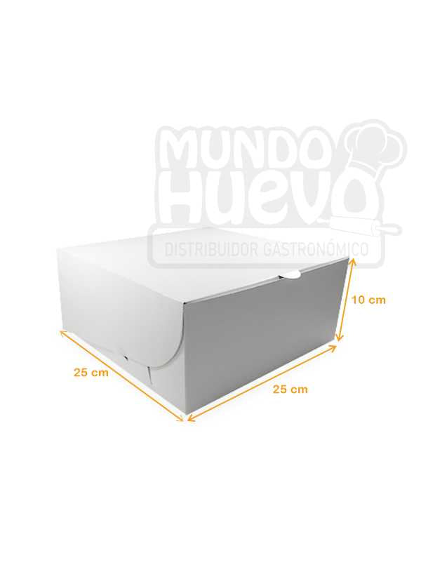 Caja de Cartón para Torta 25 x 25 x 10 Blanca/Kraft